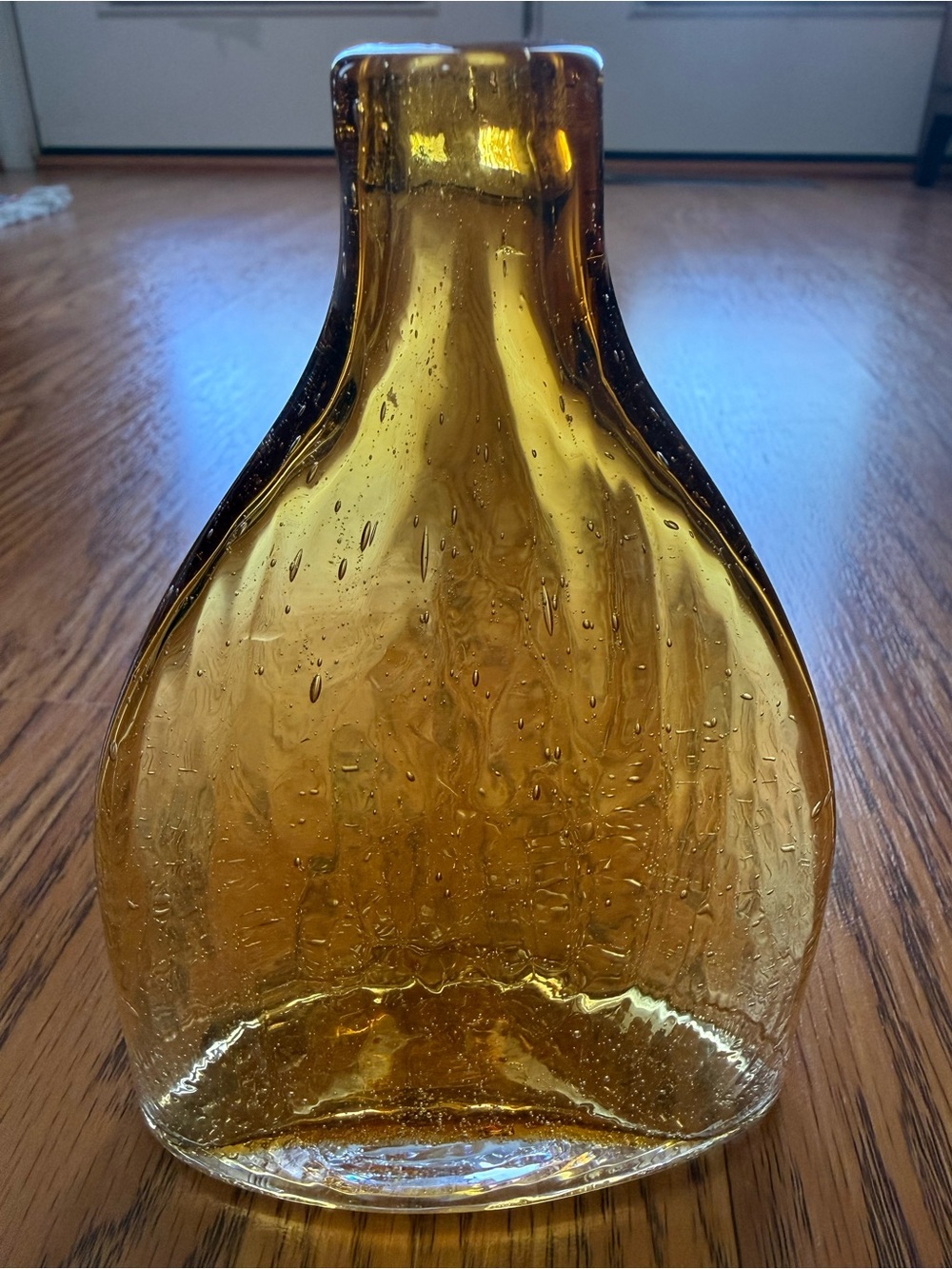 Amber Hand-Blown Glass Bottle Vase